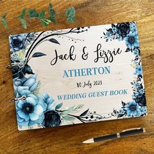 Holz blau & schwarz Blumen