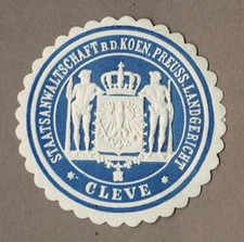 Siegelmarke STAATSANWALTSCHAFT B. D. KOEN. PREUSS. LANDGERICHT CLEVE (Kleve)
