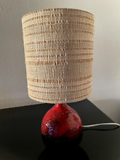 60/70-er:  FAT LAVA KERAMIK Tischlampe mit Leinenschirm HUSTADT LEUCHTEN  h=40cm