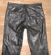 schwarze Herren- LEDERJEANS / Lederhose aus Glattleder Gr. 50 ca. W34-35 / L31