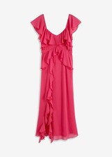 Maxikleid mit Volants Gr. 52 Dunkelpink Abend-Party-Cocktailkleid Neu