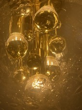 Doria Set, Deckenlampe und Tischlampe "Big Ball" Glas Space Age Design.