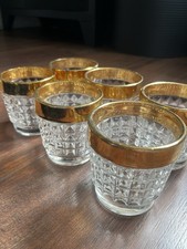 Goldrand Gläser Bowle Set Whisky Tumbler Retro Kristall Set Teelichthalter