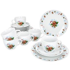 18tlg Kaffeeservice Candyman Porzellan 6 Pers. Tassen Untertassen Teller eisblau