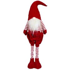XL Wichtel Deko Figur groß Weihnachten Gnom ausziehbare Beine 55-75 cm rot