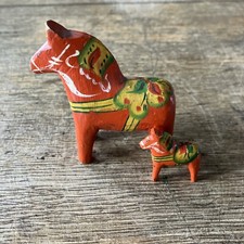Vintage Dala Pferd, 7 cm hoch,Dalahemslöjd Horse, Schweden Rot, Holz