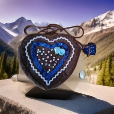 Herztasche Lebkuchenherz Dirndl  Braun/Blau