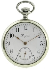 LONGINES rare Herren Taschenuhr Kal.  18.69N um 1900 silberfarbenes Gehäuse