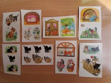 verschiedene Schiebebilder, Abziehbilder, Katzen und Tiere, DDR
