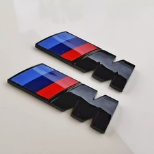 2 Stk. M Embleme Logo Aufkleber Schwarz Glanz Kotflügel 45 x 15MM