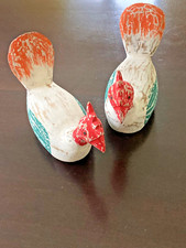 2x Holz Vögel im shabby look, handgeschnitzt aus Balsa-Holz -  VINTAGE !!!