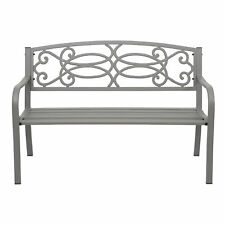 B-Ware Gartenbank MCW-F44, Sitzbank, 2-Sitzer pulverbeschichteter Stahl, grau