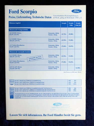 Ford scorpio preisliste - scorpio,