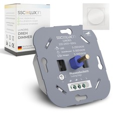 LUNORIS Universal Drehdimmer LED Phasenabschnitt Dimmer inkl. Abdeckung weiß