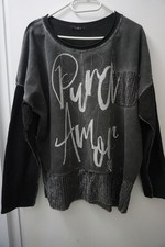 Made in Italy Shirt Swaet Lagenlook Pullover Schwarz Grau Gr 40-48 gut erhalten 