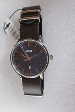 Cluse Herren Uhr Stahl 3 Zeiger blaues Zifferblatt