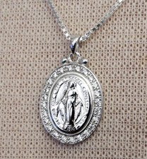 925 ECHT SILBER *** Anhänger  26 mm *** Heilige Maria  Madonna, Kette