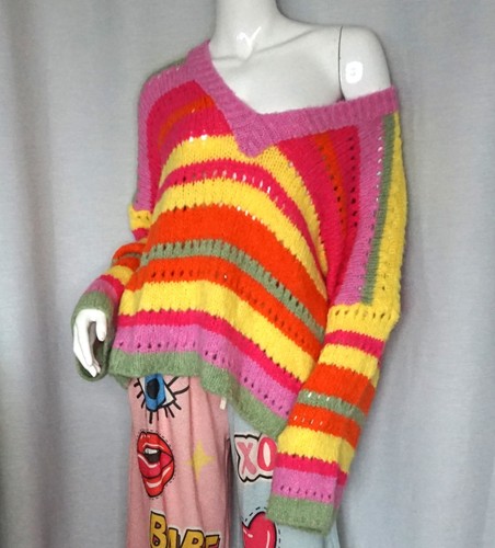 Hippie neck grobstrick pulli - v-neck,