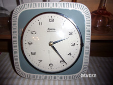 Dugena  electric Vintage 60-er Quartz  Küchenuhr Keramik blau weiß defekt