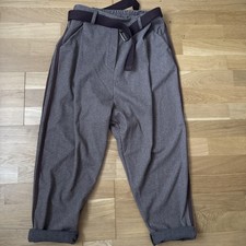 Made In Italy Wolle Damen Trend Hose Gr.40 Braun Mit Streifen