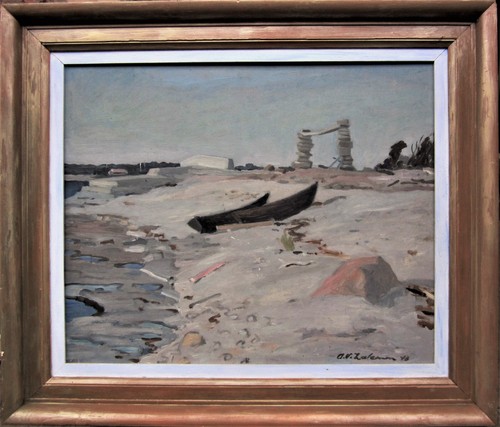 Strandszene mit zwei - , nachen