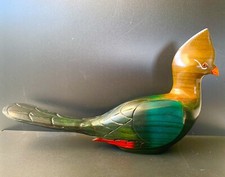 Holzschnitzerei Goldfasan Holz Kunst Coloriert Grösse ca. 35 cm lang Selten