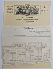 Glashütte Sachsen Uhrenfabrik Union Am Erbenhang 2 um 1920 7 orig. Dokumente RAR