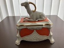 Art Deco FRAUREUTH Kunstabteilung große Deckeldose Bonboniere Steinbock 1910s