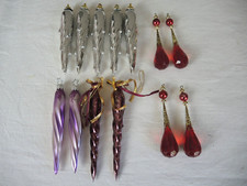 9 Glas Eiszapfen gedreht,  4 Glas Hänger - Christbaumschmuck - 13Teile