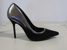 Neu, High Heel Pumps, Gr. 39, schwarz-silber, Absatz ca. 10,5 cm, von "Buffalo"