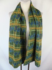 KENZO Schal mit Seide - blau grün gelb - Blumen Stickerei - 160 x 40 cm - TOP