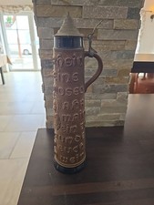 Weinkrug mit Zinndeckel, Grün/Braun