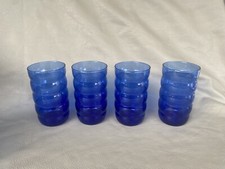 4 x Blau Trinkgläser 12 Cm IKEA Skoja Beehive Wave Vintage