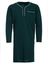 Henry Terre Nachthemd Herren Langarm Unifarben Brusttasche  Größe M-3XL