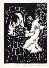 1971 Rudolf Breilmann Holzschnitt zu einer Geschichte "Ulenspiegel" signiert