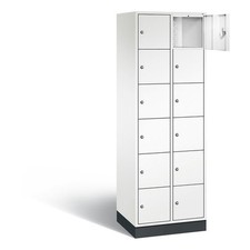 Spindschrank, Schulspind, 2 x 6 Fächer a 300 mm, Korpus Lichtgrau