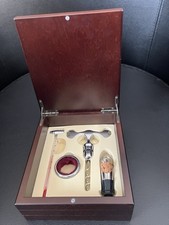 Wein Zubehör Holzbox Dekanter Set Korkenzieher Weinthermometer Geschenkset 