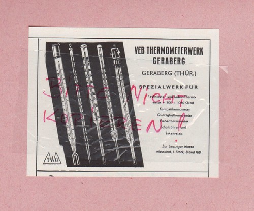 Geraberg werbung 1958 - 1958,, veb