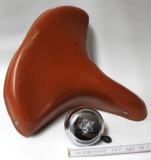 DDR Originaler Leder Fahrrad Sattel von IFA Möve Braun ALT + alte Fahrradklingel