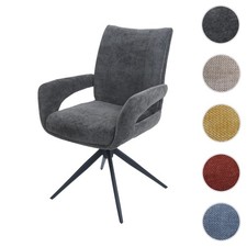 Esszimmerstuhl HWC-O78, Stuhl, drehbar Auto-Return Stoff/Textil Chenille Öko-Tex