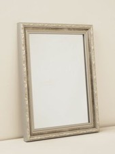 Spiegel Wandspiegel Holzrahmen Bad Flur Barock Stil silber grau Blume 26 x 35 cm