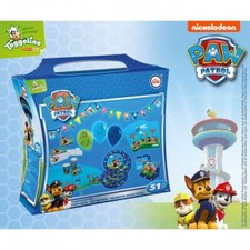 Partykoffer Paw Patrol, 51 Teile, Blau - Pappteller Becher Servietten Giirlande