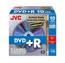 10 JVC DVD+R 16x Archivqualität Leer DVD Discs 4,7GB 120 Min Taiyo Yuden JAPAN