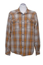 Camp David Herren Hemd XL orange beige kariert Langarm Baumwolle ÄL 67cm