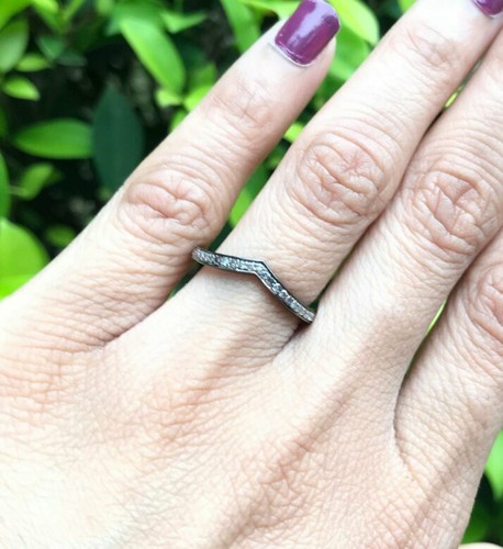 Pave diamond shape ring - v-shape,