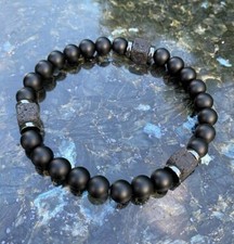 Onyx Lavstein Energie Armband Damen Herren Lavastein Yoga Perlenarmband