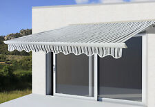 Elektrische Kassetten-Markise H122, Vollkassette mit Volant  Polyester Grau/Weiß