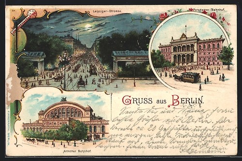 Lithographie berlin anhalter - berlin,,