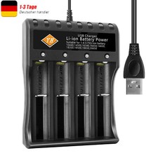 4 Slot LCD Akku Ladegerät USB