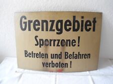 originales Grenzschild der  DDR  Grenzgebiet Sperrzone